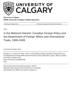 In the National Interest: Canadian Foreign Policy and the Department of Foreign Affairs and International Trade, 1909–2009