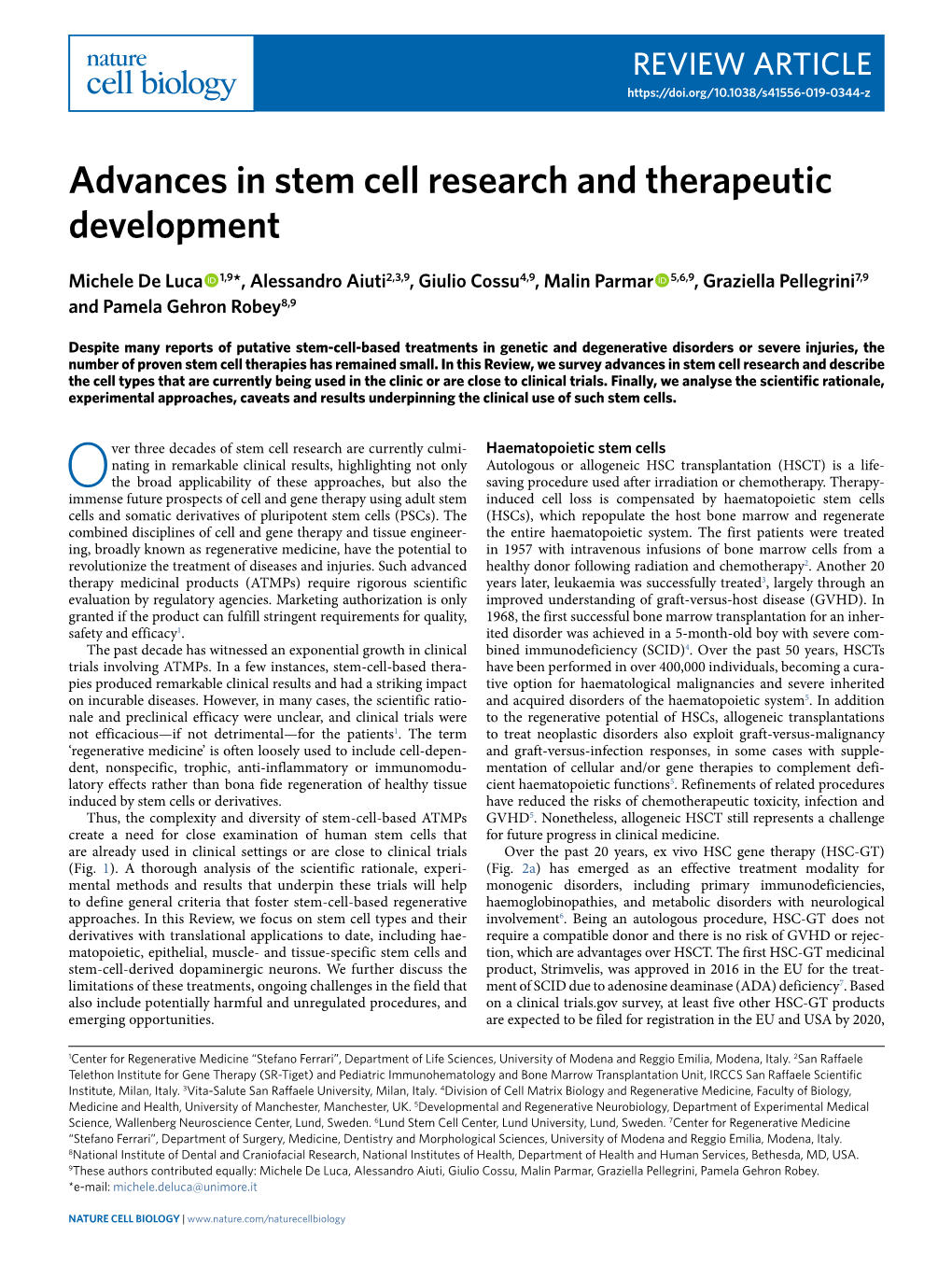 Advances in Stem Cell Research and Therapeutic Development