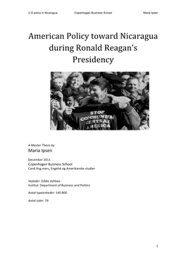 American Policy Toward Nicaragua During Ronald Reagan's Presidency