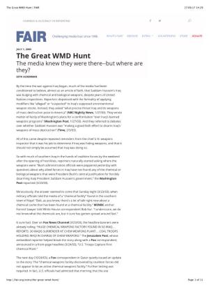 The Great WMD Hunt | FAIR 27.09.17 14:29