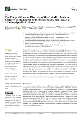 The Composition and Diversity of the Gut Microbiota in Children Is Modiﬁable by the Household Dogs: Impact of a Canine-Speciﬁc Probiotic
