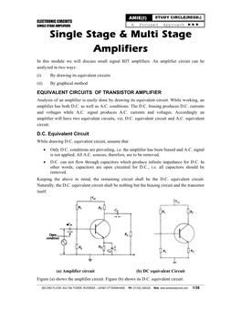 Single Stage & Multi Stage Amplifiers