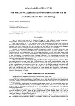 The Treaty of Accession and Differentiation in the Eu