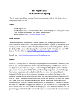 The Night Circus Printable Reading Map