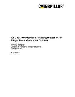 IEEE 1547 Unintentional Islanding Protection for Biogas Power Generation Facilities