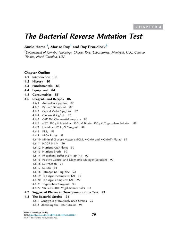 The Bacterial Reverse Mutation Test