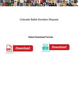 Colorado Ballet Donation Request