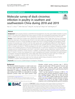 Molecular Survey of Duck Circovirus Infection in Poultry in Southern And