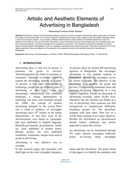 Artistic and Aesthetic Elements of Advertising in Bangladesh