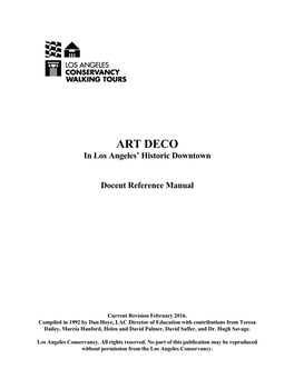 Art Deco Tour Manual, Revised February 2016 Page 2 WHAT IS ART DECO?