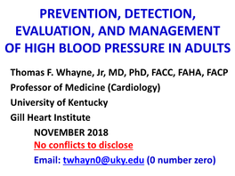 Prevention, Detection, Evaluation, and Management of High Blood Pressure in Adults