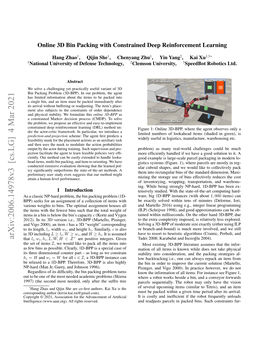 Online 3D Bin Packing with Constrained Deep Reinforcement Learning