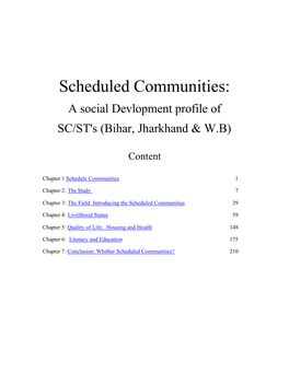 Schedule Communities: Bihar, Jharkhand and West Bengal
