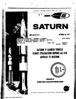 Saturn V Launch Vehicle Flight Evaluation Report, AS-510, Apollo