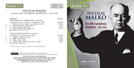 NICOLAI MALKO Conducts the BBC SYMPHONY ORCHESTRA * (1957-1960) NICOLAI