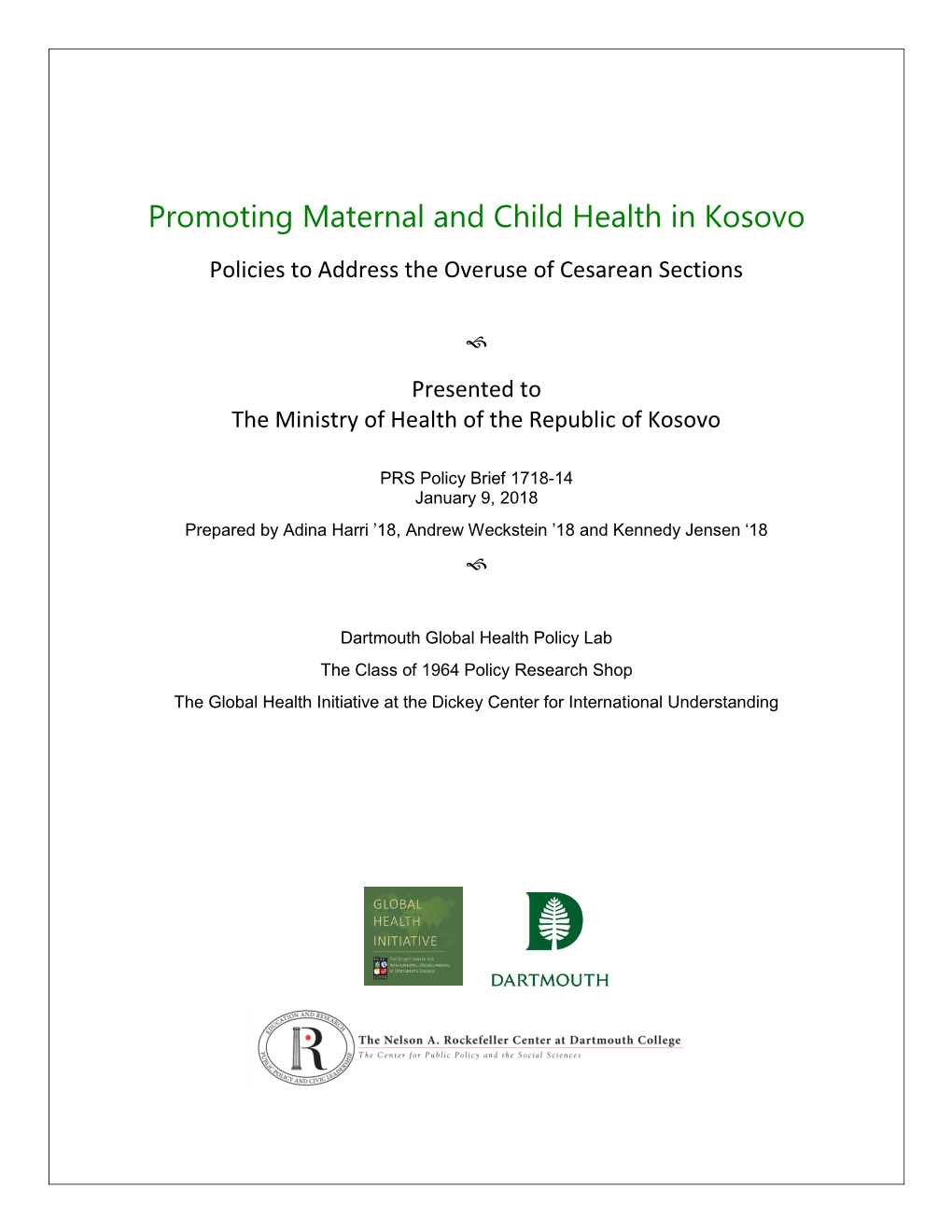 Promoting Maternal and Child Health in Kosovo