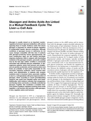 Glucagon and Amino Acids Are Linked in a Mutual Feedback Cycle: the Liver–A-Cell Axis