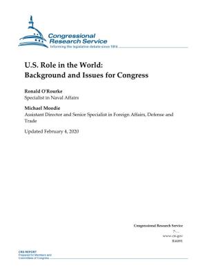 U.S. Role in the World: Background and Issues for Congress