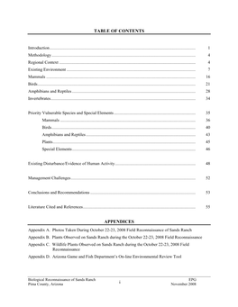 I TABLE of CONTENTS APPENDICES