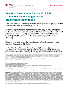 Practical Instructions for the 2018 ESC Guidelines for the Diagnosis And