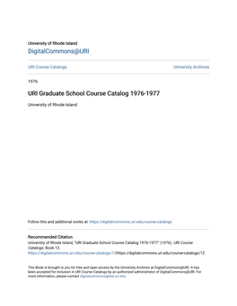 URI Graduate School Course Catalog 1976-1977