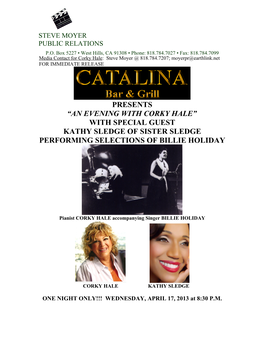 With Special Guest Kathy Sledge of Sister Sledge Performing Selections of Billie Holiday