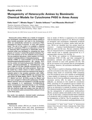 Mutagenicity of Heterocyclic Amines by Biomimetic Chemical Models for Cytochrome P450 in Ames Assay