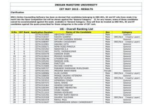 INDIAN MARITIME UNIVERSITY CET MAY 2015 - RESULTS Clarification