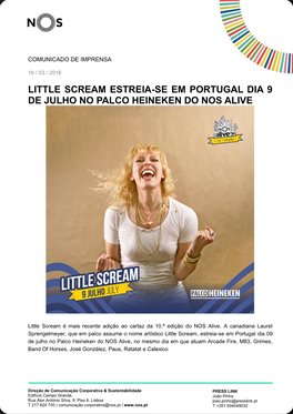 Little Scream Estreia-Se Em Portugal Dia 9 De Julho No Palco Heineken Do Nos Alive