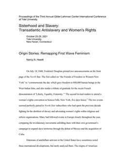Sisterhood and Slavery: Transatlantic Antislavery and Women's Rights