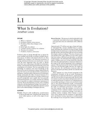 I.1 What Is Evolution? Jonathan Losos