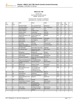 Playlist - WNCU ( 90.7 FM ) North Carolina Central University Generated : 07/21/2011 07:25 Am