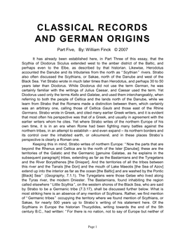Classical Records and German Origins