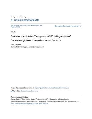 Roles for the Uptake 2 Transporter OCT3 in Regulation Of
