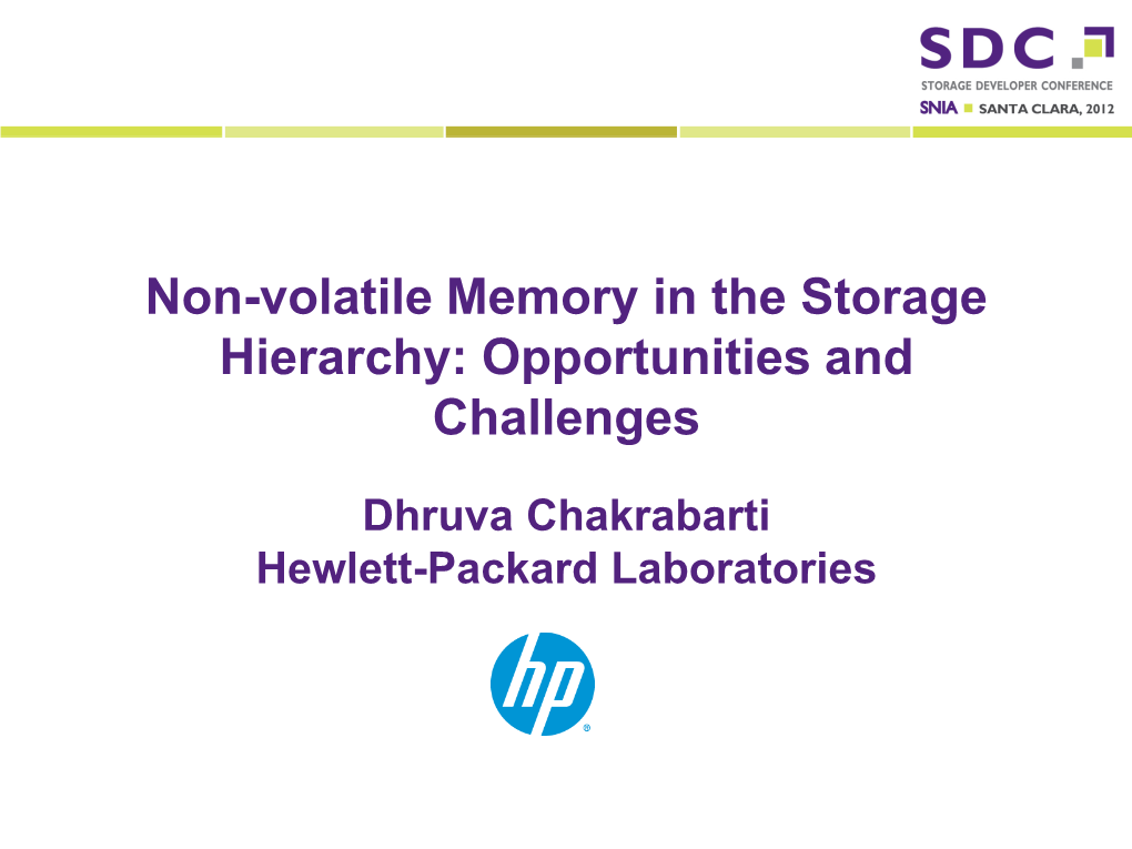 Non-Volatile Memory in the Storage Hierarchy: Opportunities and Challenges