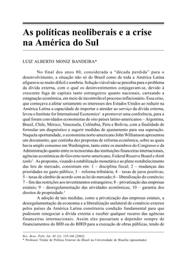 As Políticas Neoliberais E a Crise Na América Do Sul 135