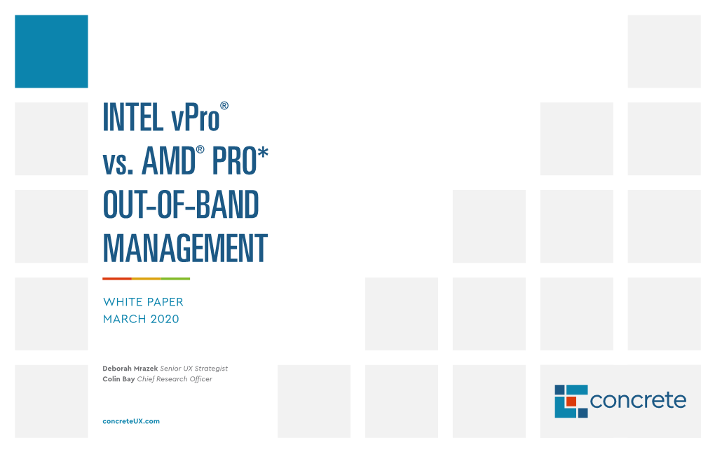 Intel Vpro® Platform Vs. AMD* Pro Out-Of-Band Management White