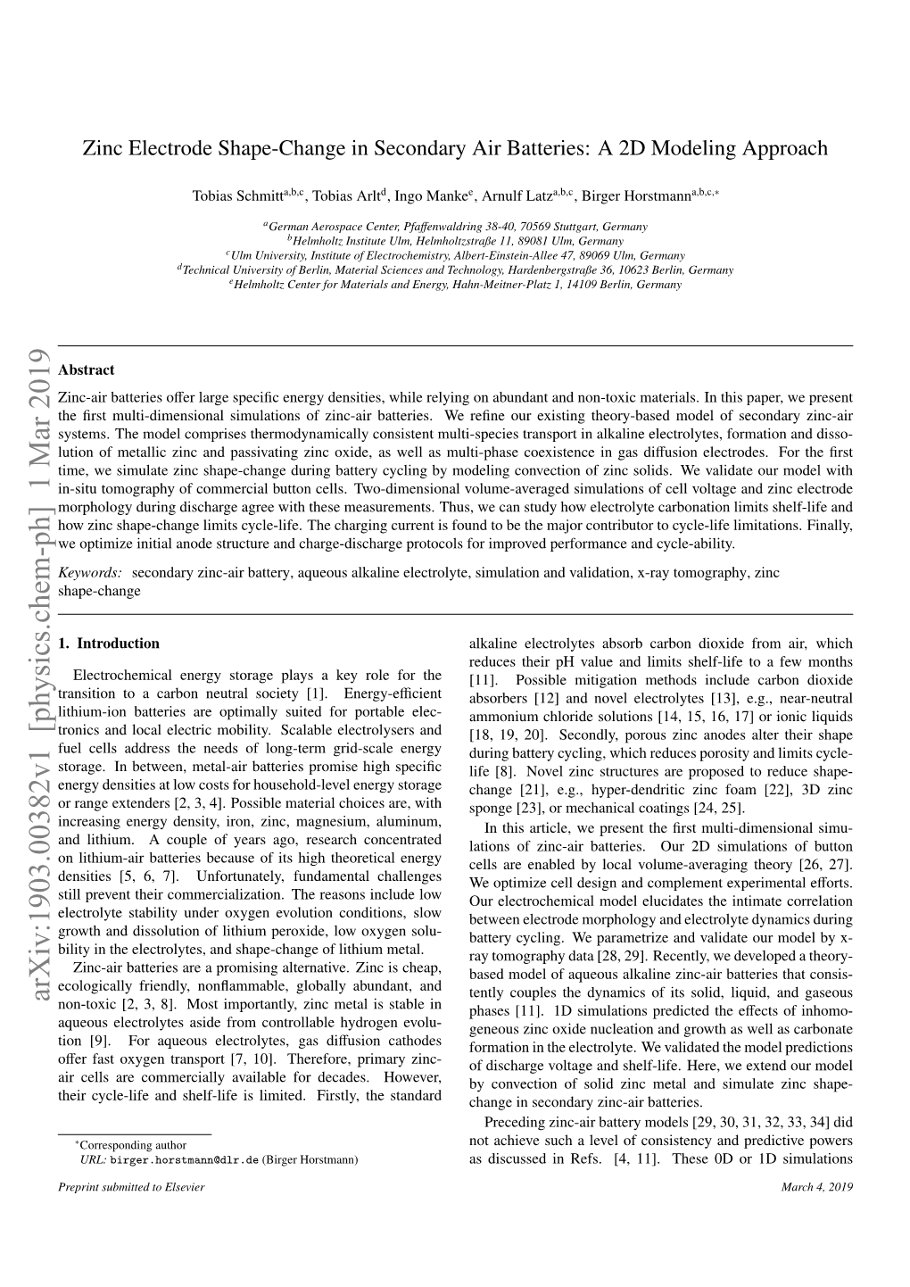 Zinc Electrode Shape-Change in Secondary Air Batteries: a 2D Modeling Approach