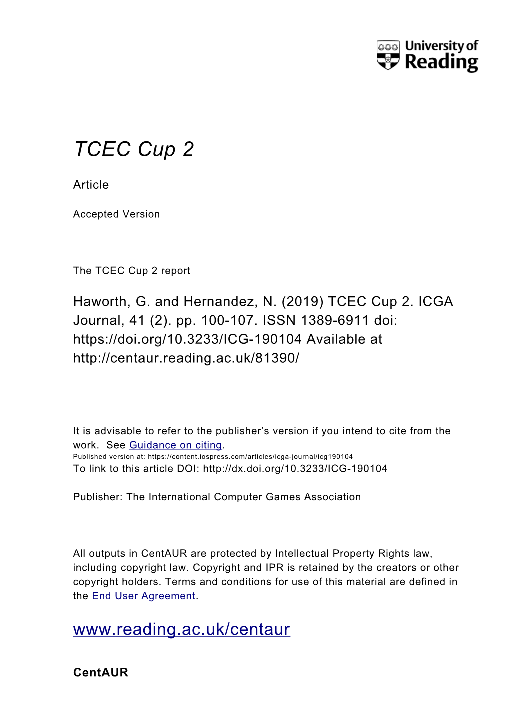 The TCEC Cup 2 Report