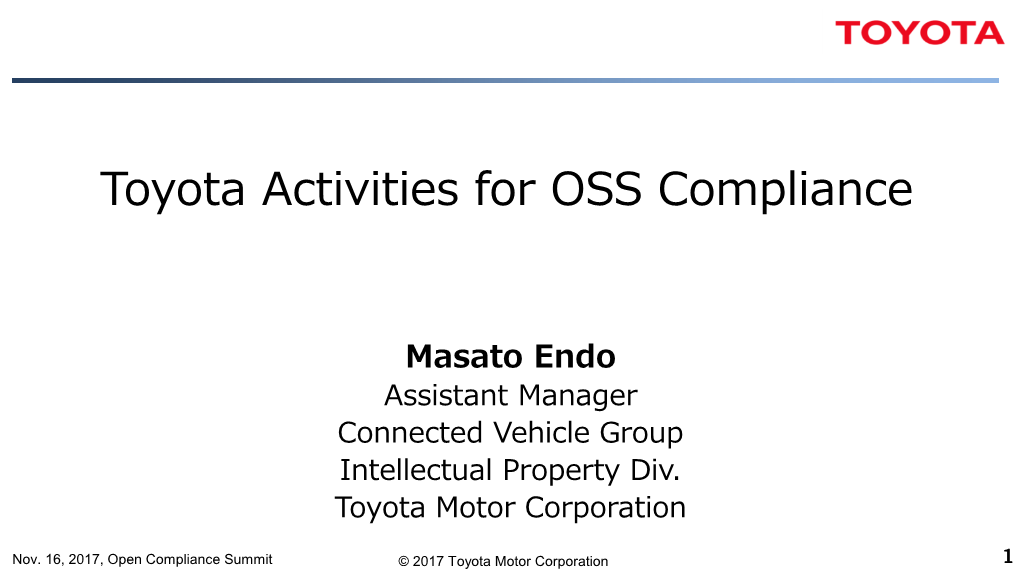 Toyota Activities for OSS Compliance