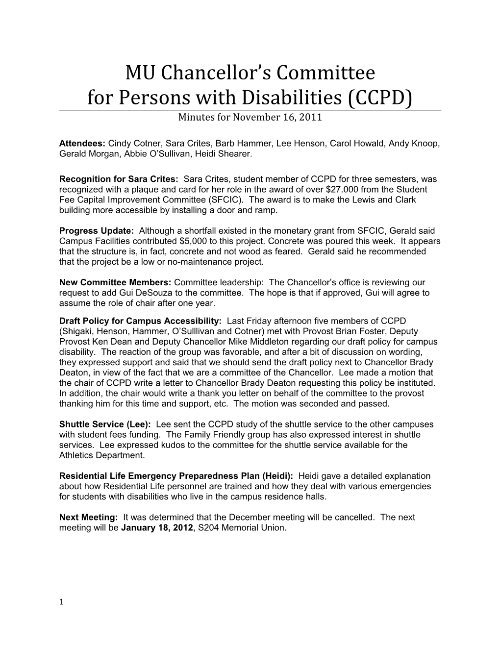 For Persons with Disabilities (CCPD)