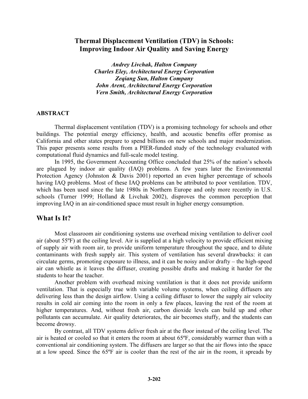 Thermal Displacement Ventilation (TDV) in Schools: Improving Indoor Air Quality and Saving Energy