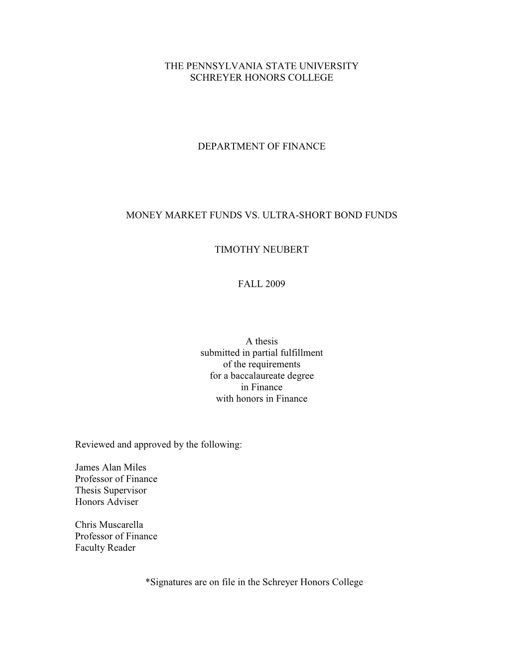 Money Market Funds V. Ultra-Short Bond Funds