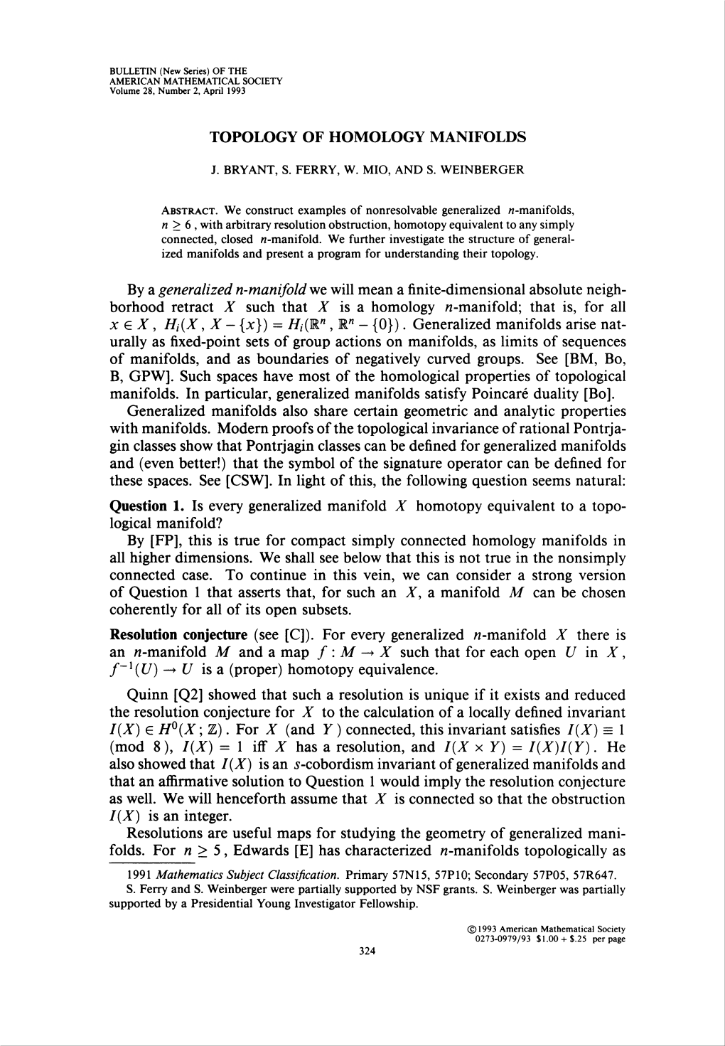 Topology of Homology Manifolds