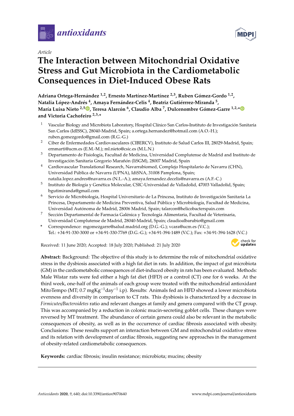 The Interaction Between Mitochondrial Oxidative Stress and Gut Microbiota in the Cardiometabolic Consequences in Diet-Induced Obese Rats