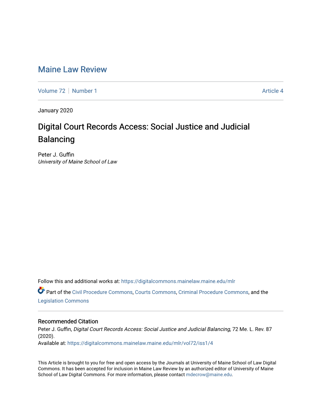 Maine Law Review Digital Court Records Access