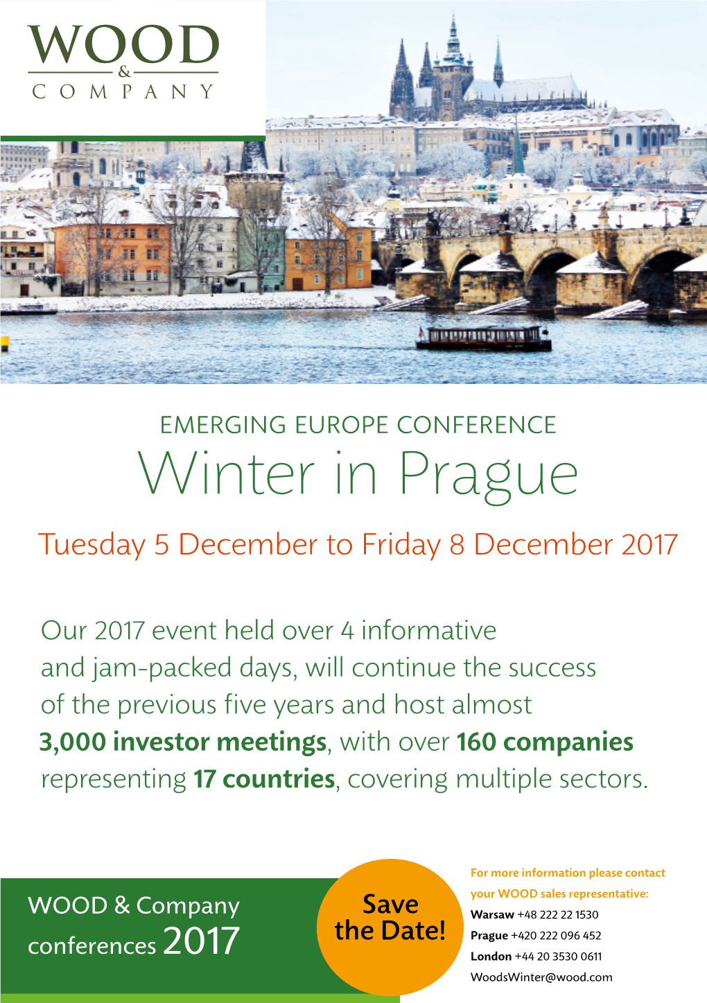 Winter in Prague Tuesday 5 December to Friday 8 December 2017