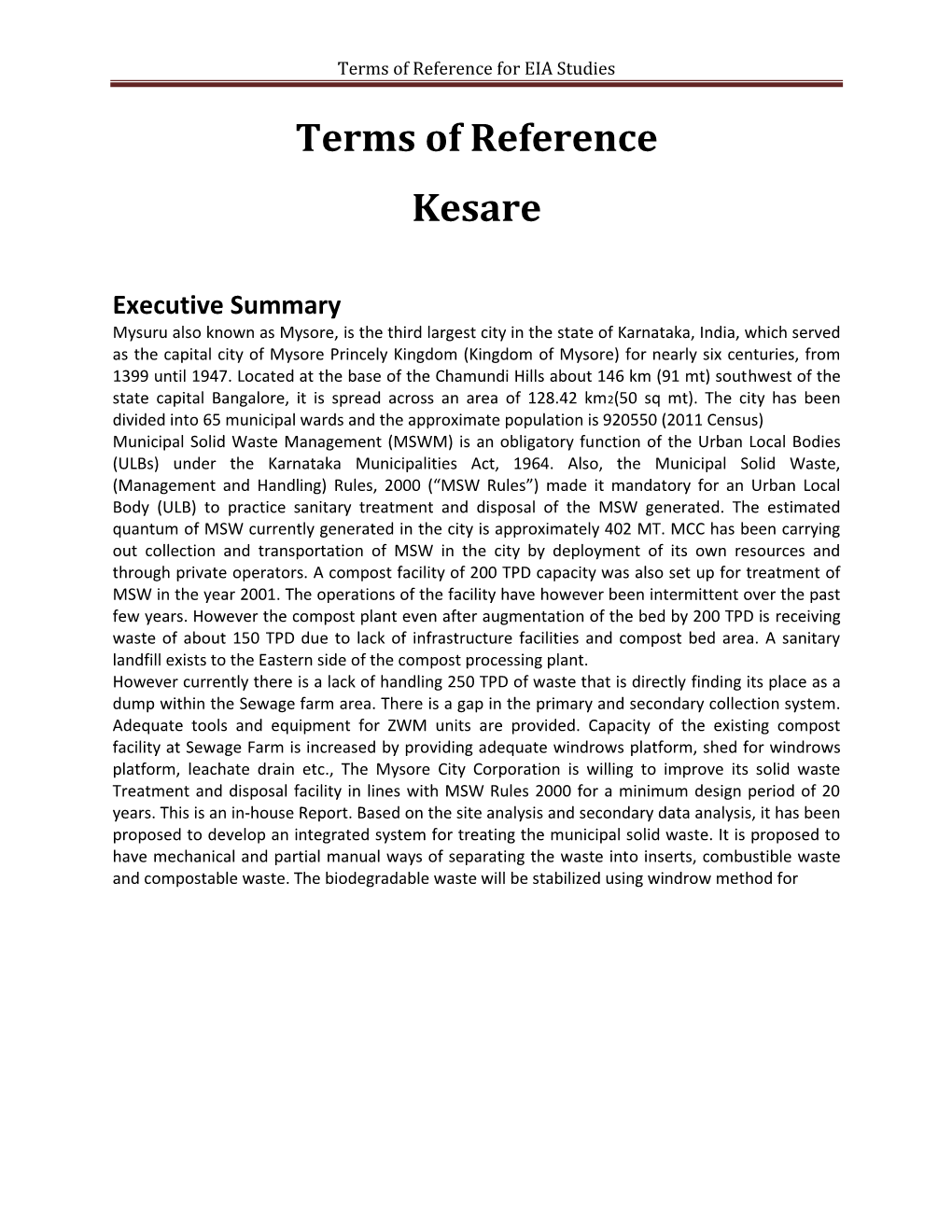 Terms of Reference Kesare