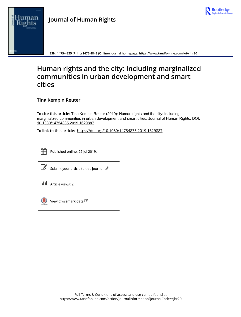 Human Rights and the City: Including Marginalized Communities in Urban Development and Smart Cities