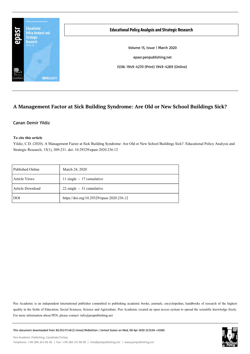 A Management Factor at Sick Building Syndrome: Are Old Or New School Buildings Sick?